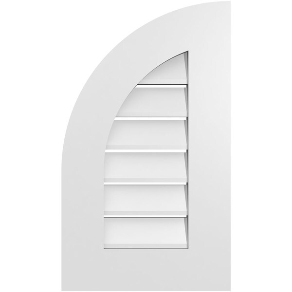 Ekena Millwork Quarter Round Top Left Surface Mount PVC Gable Vent w/ 3-1/2"W x 1"P Standard Frame, 14"W x 24"H GVPQL14X2401SF - main